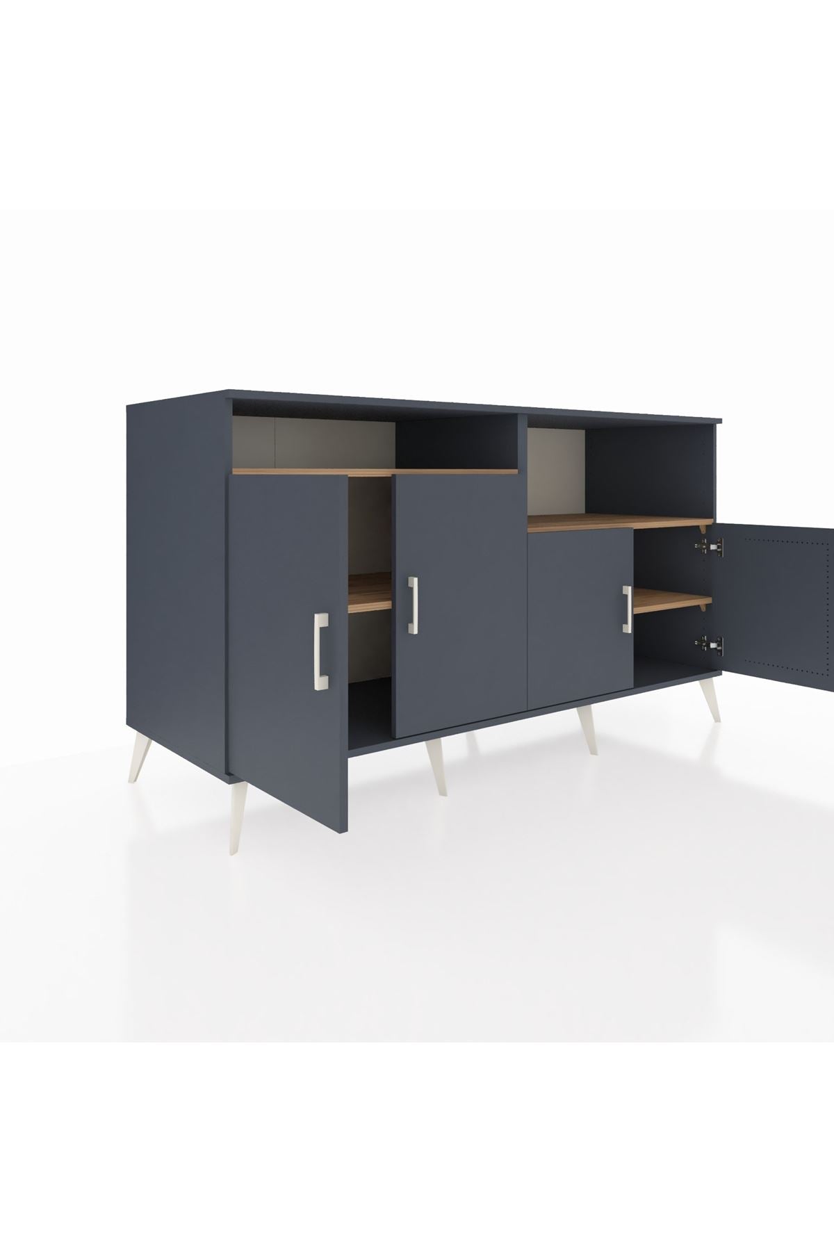 Kronos Konsol 4 Raflı 4 Kapaklı 176x59x99 Antrasit-Antrasit/Çam