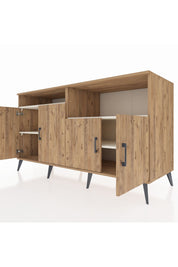 Kronos Konsol 4 Raflı 4 Kapaklı 176x59x99 Çam-Çam/Aytaşı