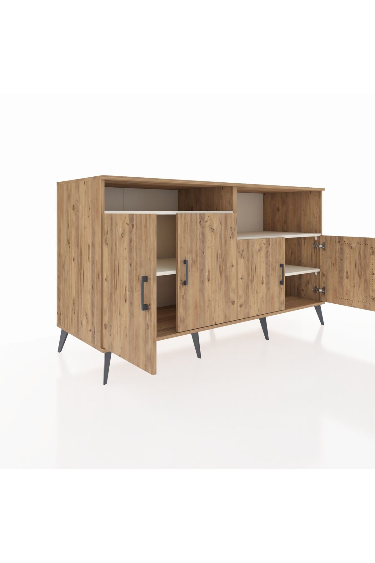 Kronos Konsol 4 Raflı 4 Kapaklı 176x59x99 Çam-Çam/Aytaşı