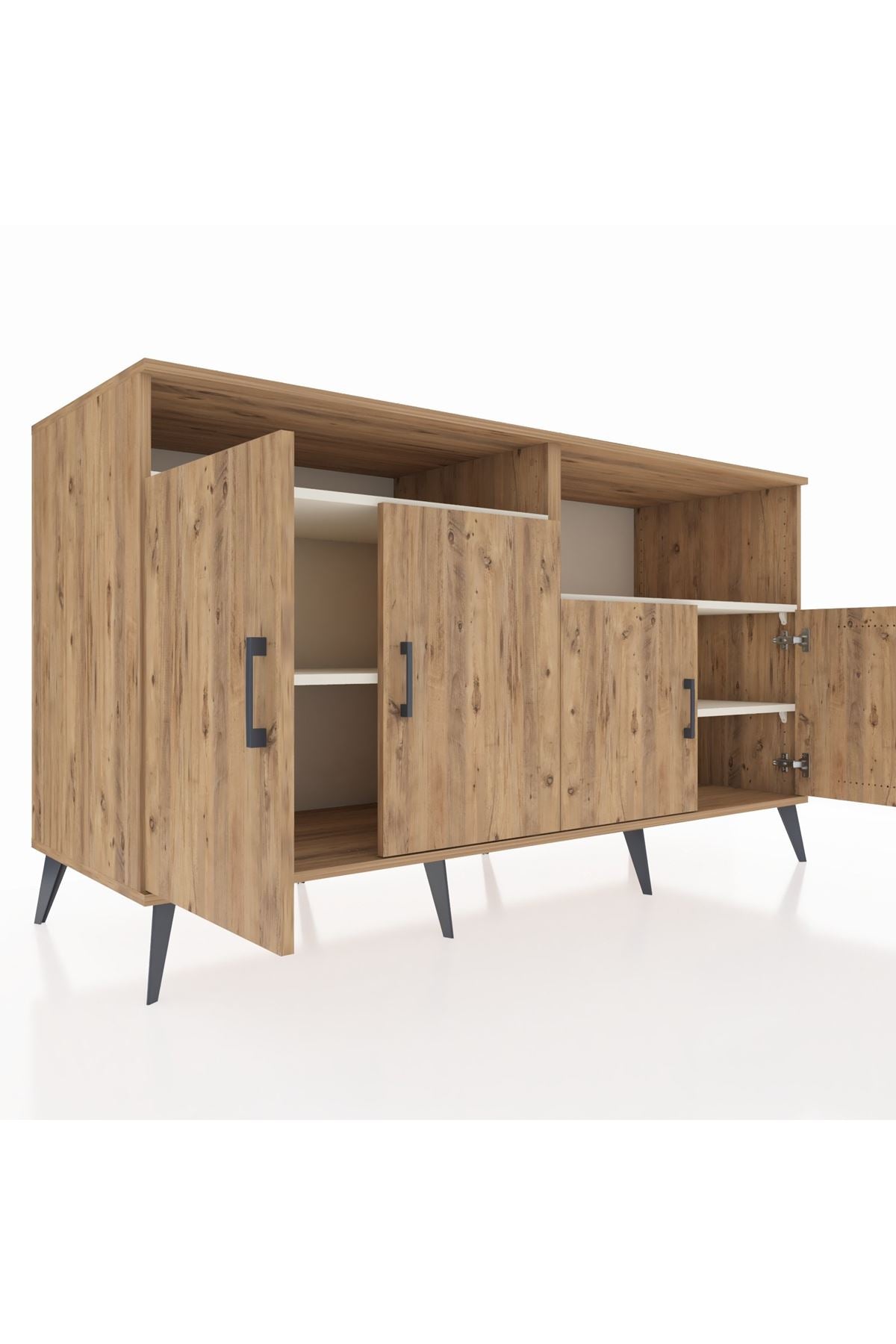 Kronos Konsol 4 Raflı 4 Kapaklı 176x59x99 Çam-Çam/Aytaşı