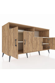 Kronos Konsol 4 Raflı 4 Kapaklı 176x59x99 Çam-Çam/Aytaşı