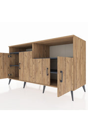 Kronos Konsol 4 Raflı 4 Kapaklı 176x59x99 Çam-Çam/Antrasit