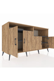 Kronos Konsol 4 Raflı 4 Kapaklı 176x59x99 Çam-Çam/Antrasit