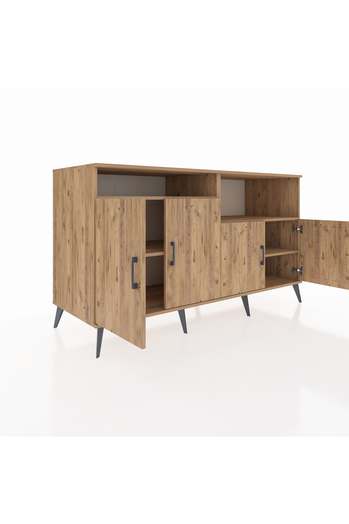 Kronos Konsol 4 Raflı 4 Kapaklı 176x59x99 Çam-Çam