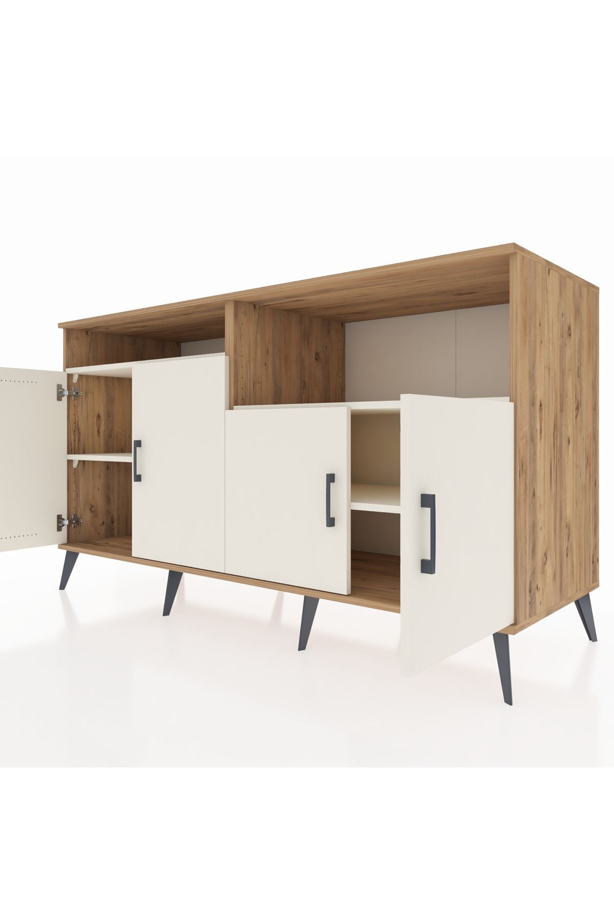 Kronos Konsol 4 Raflı 4 Kapaklı 176x59x99 Çam-Aytaşı