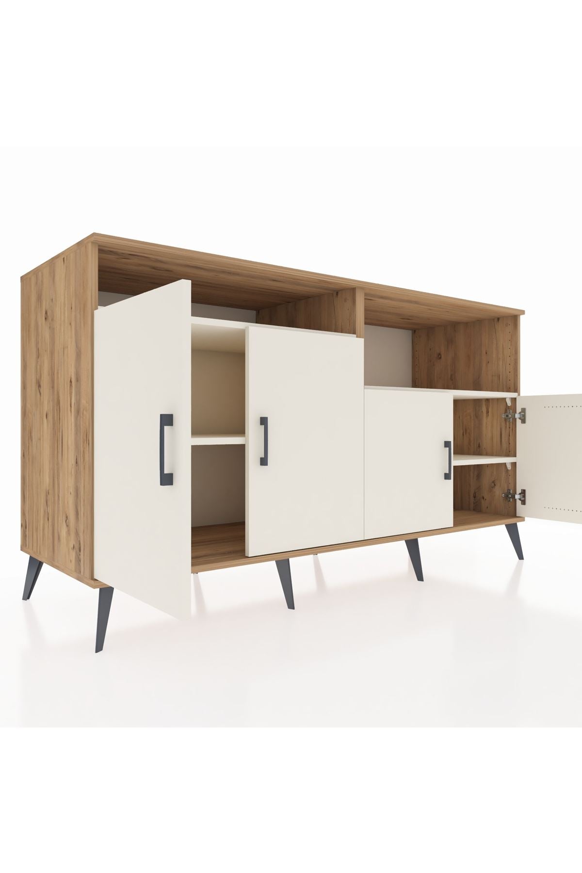 Kronos Konsol 4 Raflı 4 Kapaklı 176x59x99 Çam-Aytaşı