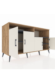 Kronos Konsol 4 Raflı 4 Kapaklı 176x59x99 Çam-Aytaşı/Antrasit