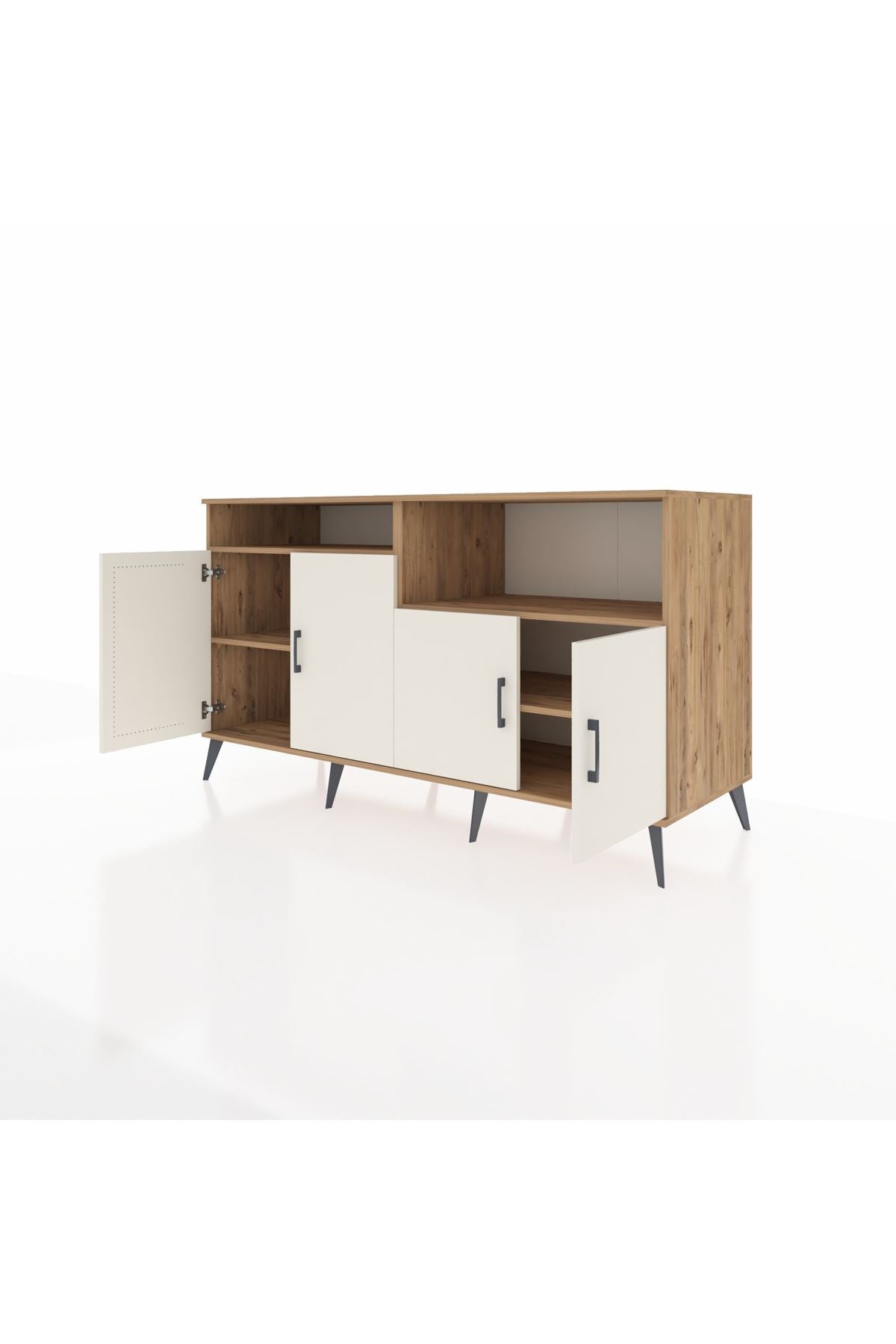 Kronos Konsol 4 Raflı 4 Kapaklı 176x59x99 Çam-Aytaşı/Çam