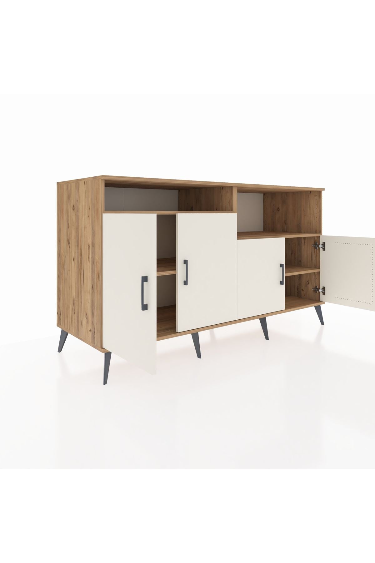 Kronos Konsol 4 Raflı 4 Kapaklı 176x59x99 Çam-Aytaşı/Çam