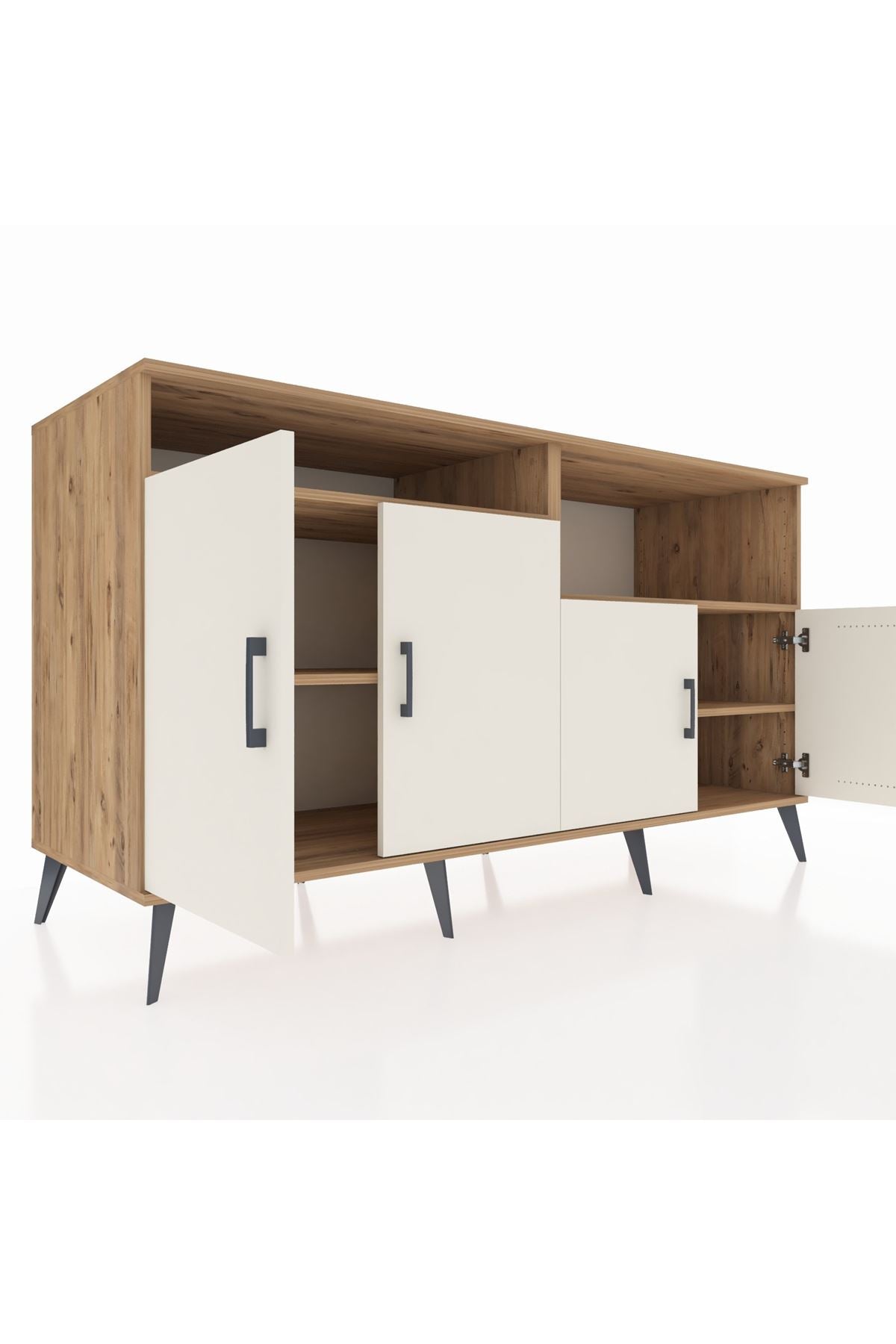 Kronos Konsol 4 Raflı 4 Kapaklı 176x59x99 Çam-Aytaşı/Çam