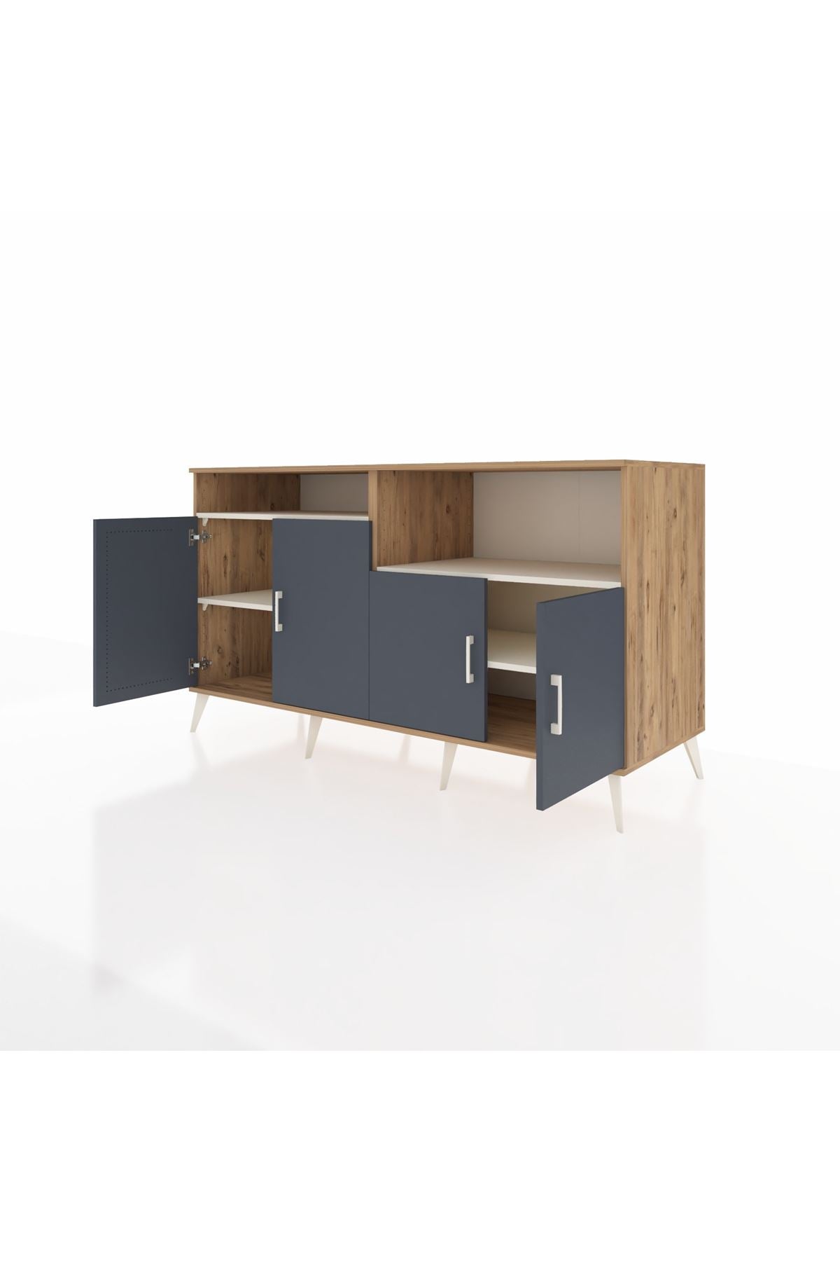 Kronos Konsol 4 Raflı 4 Kapaklı 176x59x99 Çam-Antrasit/Aytaşı