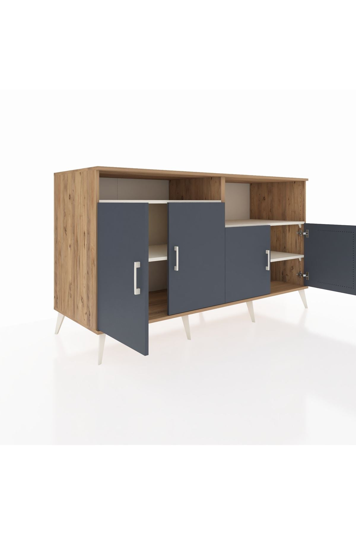 Kronos Konsol 4 Raflı 4 Kapaklı 176x59x99 Çam-Antrasit/Aytaşı