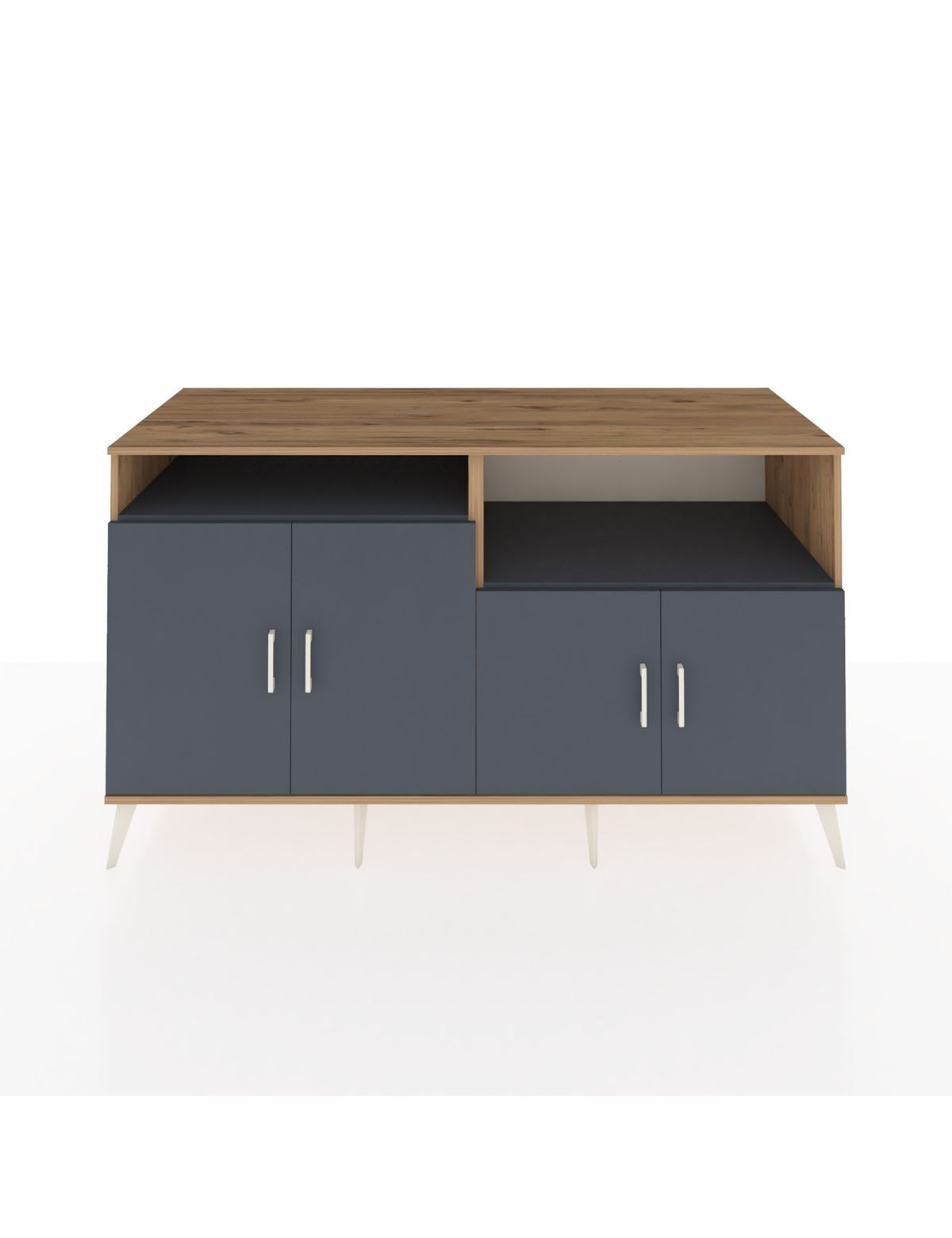 Kronos Konsol 4 Raflı 4 Kapaklı 176x59x99 Çam-Antrasit