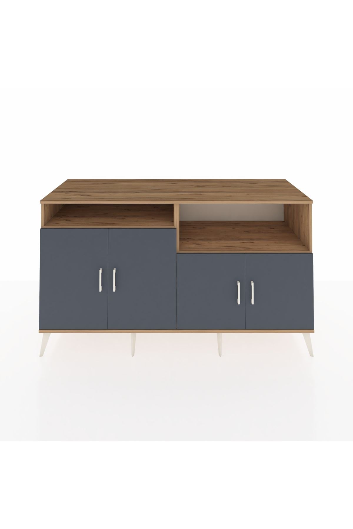 Kronos Konsol 4 Raflı 4 Kapaklı 176x59x99 Çam-Antrasit/Çam