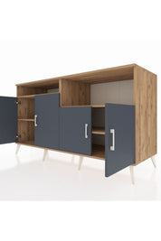 Kronos Konsol 4 Raflı 4 Kapaklı 176x59x99 Çam-Antrasit/Çam