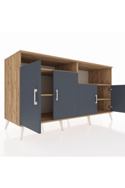 Kronos Konsol 4 Raflı 4 Kapaklı 176x59x99 Çam-Antrasit/Çam