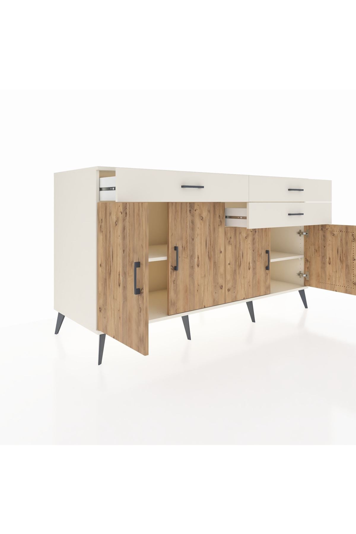 Kronos Konsol 2 Raflı 3 Çekmeceli 4 Kapaklı 176x59x99 Aytaşı-Çam/Aytaşı