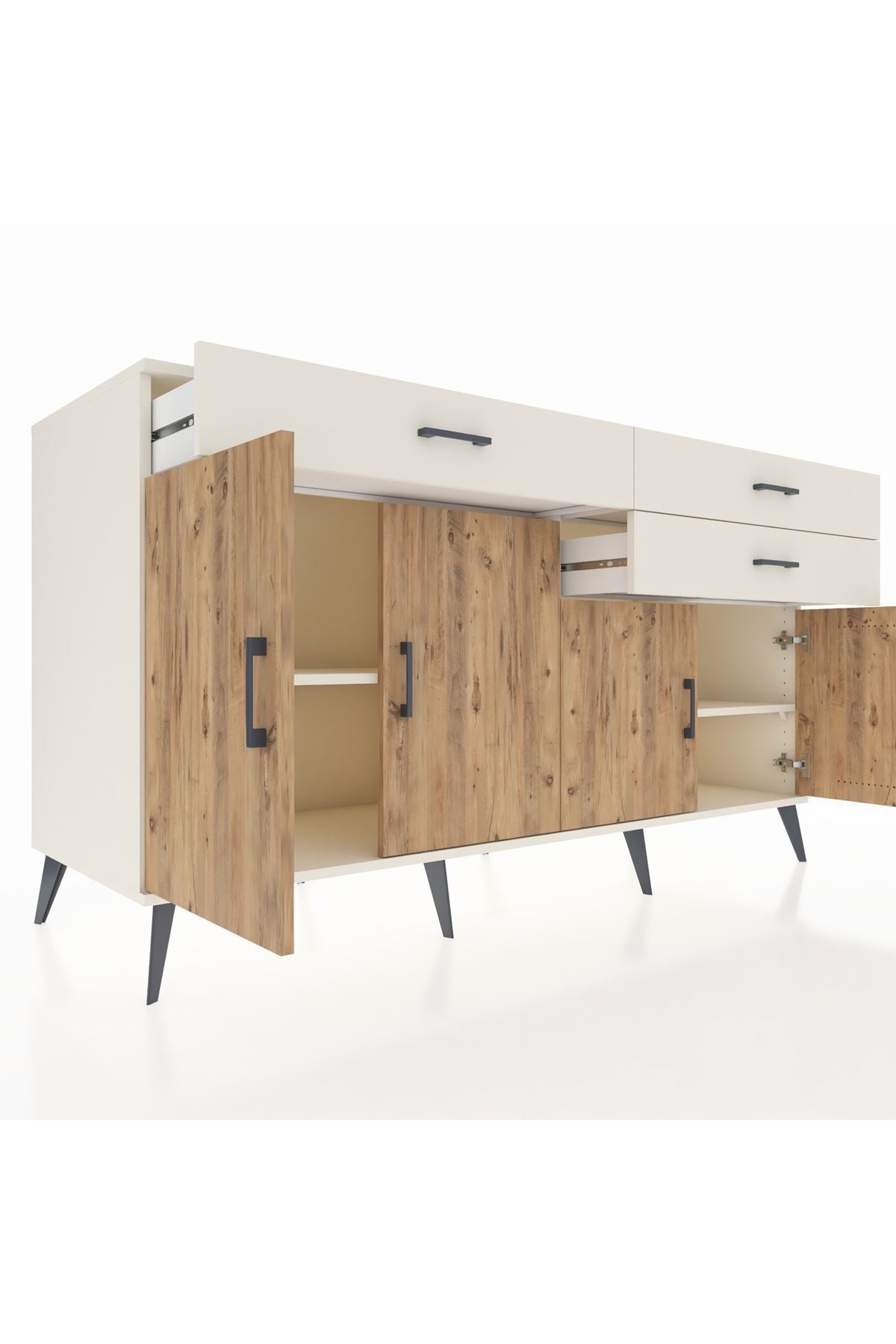 Kronos Konsol 2 Raflı 3 Çekmeceli 4 Kapaklı 176x59x99 Aytaşı-Çam/Aytaşı