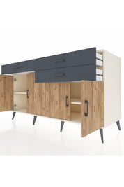 Kronos Konsol 2 Raflı 3 Çekmeceli 4 Kapaklı 176x59x99 Aytaşı-Çam/Antrasit