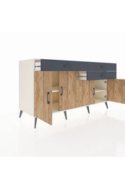 Kronos Konsol 2 Raflı 3 Çekmeceli 4 Kapaklı 176x59x99 Aytaşı-Çam/Antrasit