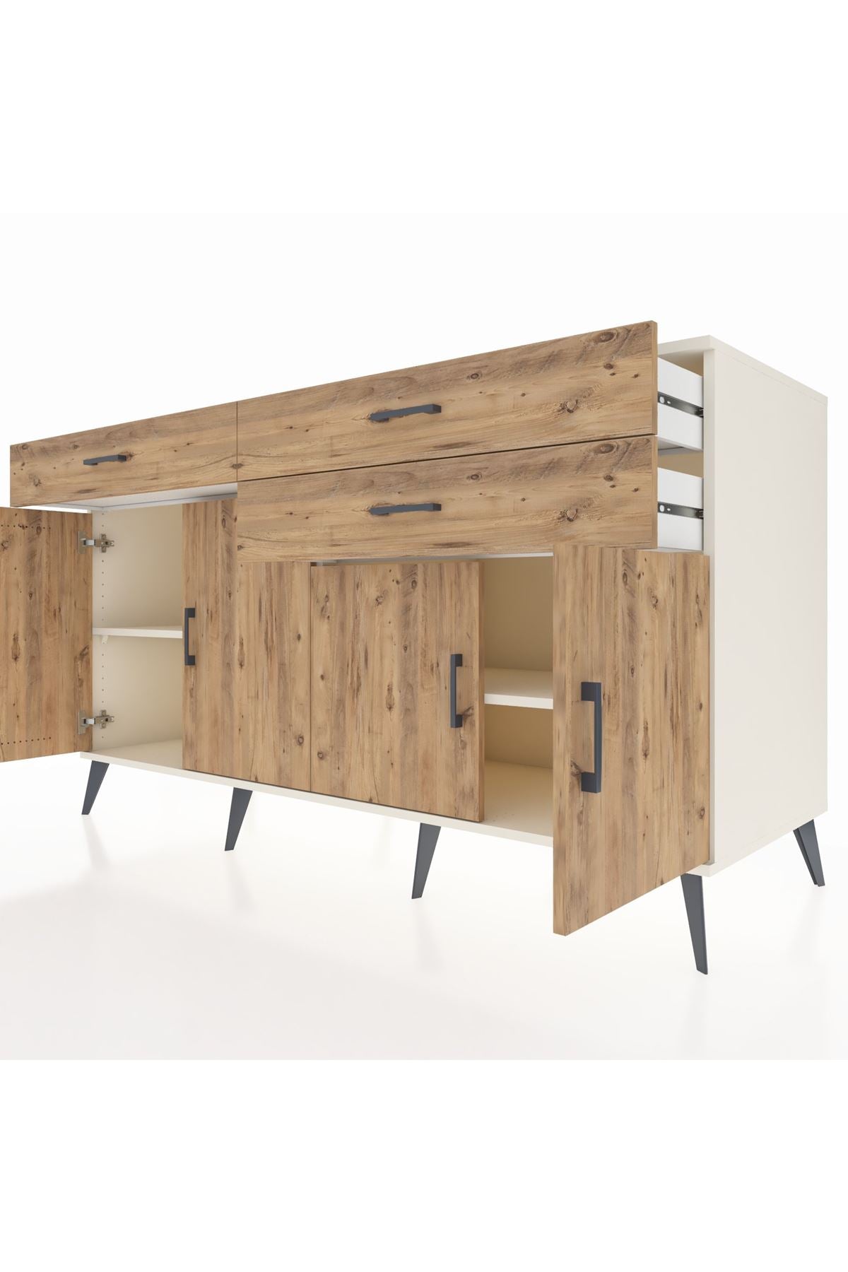 Kronos Konsol 2 Raflı 3 Çekmeceli 4 Kapaklı 176x59x99 Aytaşı-Çam