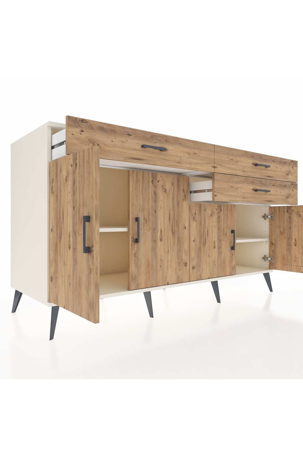 Kronos Konsol 2 Raflı 3 Çekmeceli 4 Kapaklı 176x59x99 Aytaşı-Çam