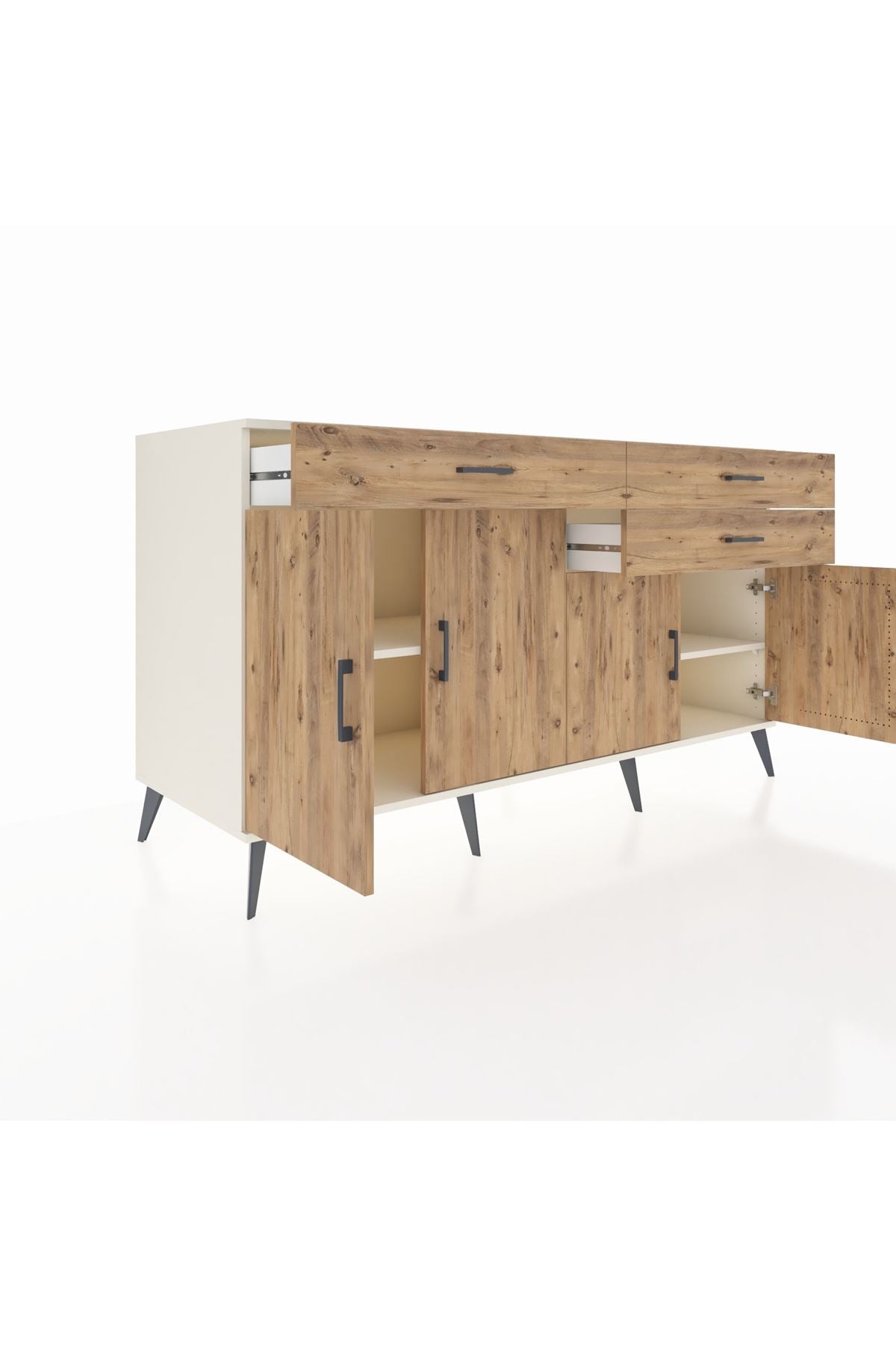 Kronos Konsol 2 Raflı 3 Çekmeceli 4 Kapaklı 176x59x99 Aytaşı-Çam