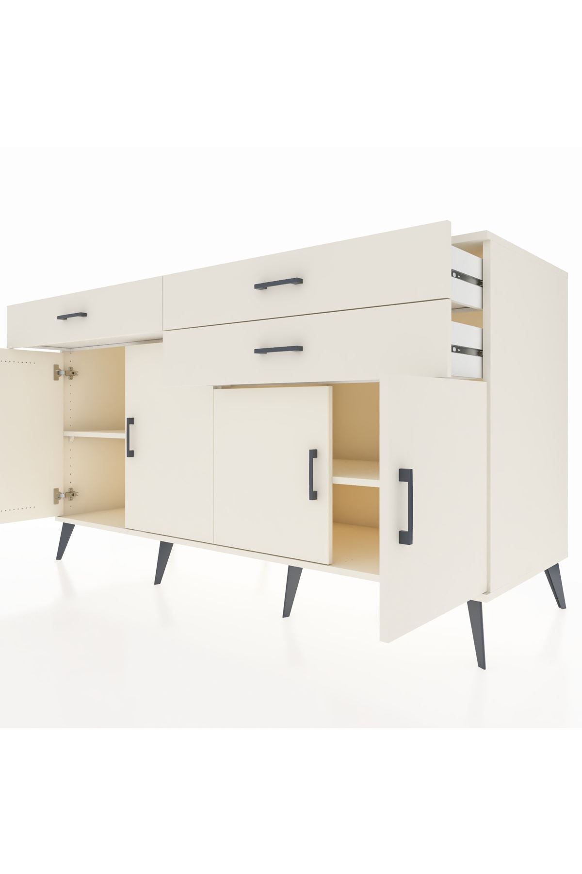 Kronos Konsol 2 Raflı 3 Çekmeceli 4 Kapaklı 176x59x99 Aytaşı-Aytaşı