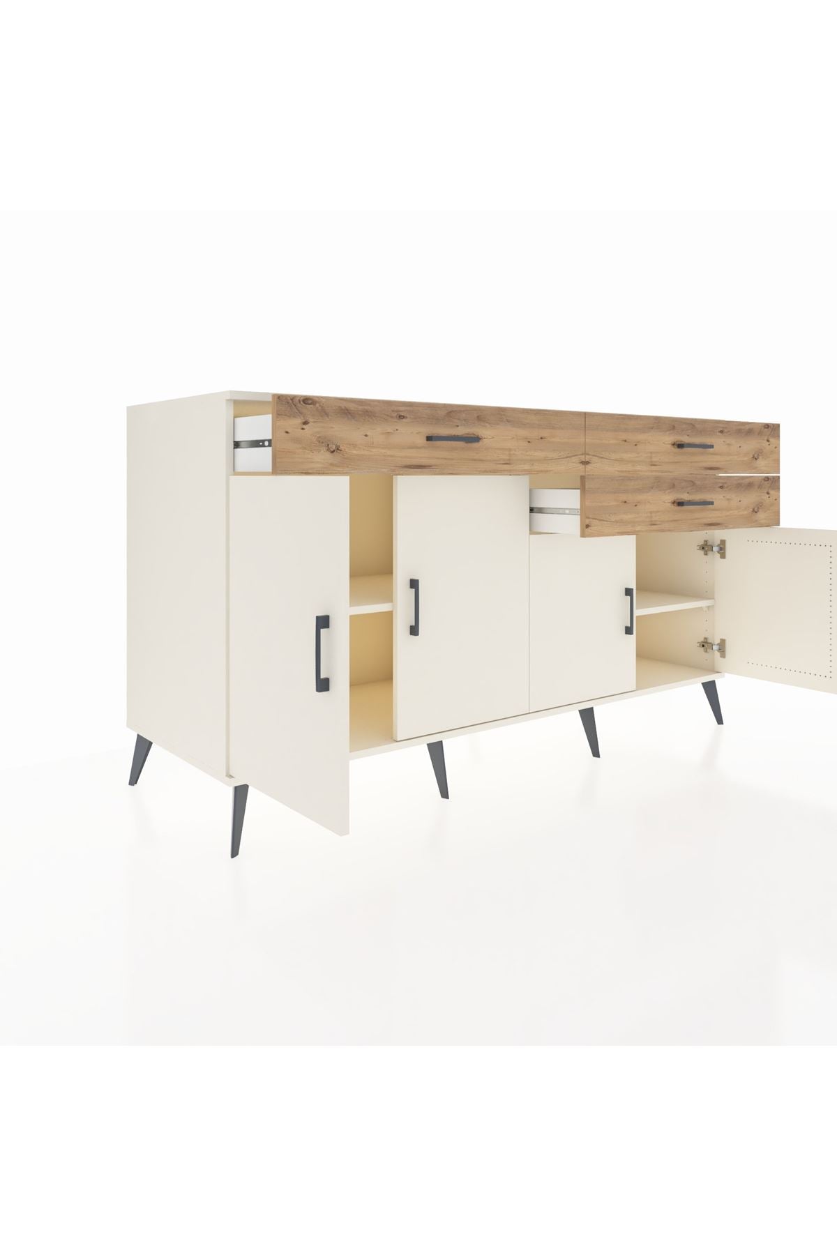 Kronos Konsol 2 Raflı 3 Çekmeceli 4 Kapaklı 176x59x99 Aytaşı-Aytaşı/Çam