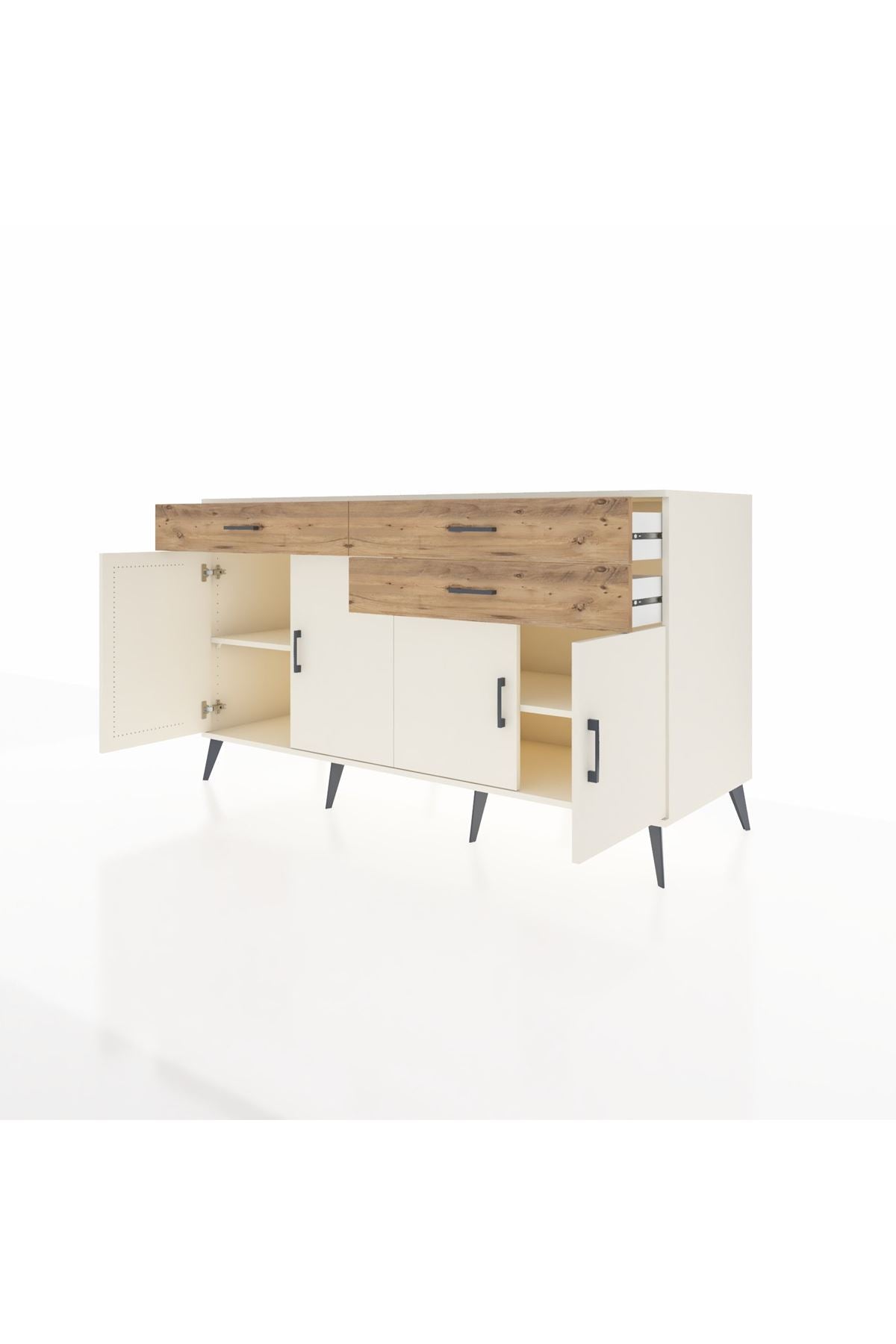 Kronos Konsol 2 Raflı 3 Çekmeceli 4 Kapaklı 176x59x99 Aytaşı-Aytaşı/Çam