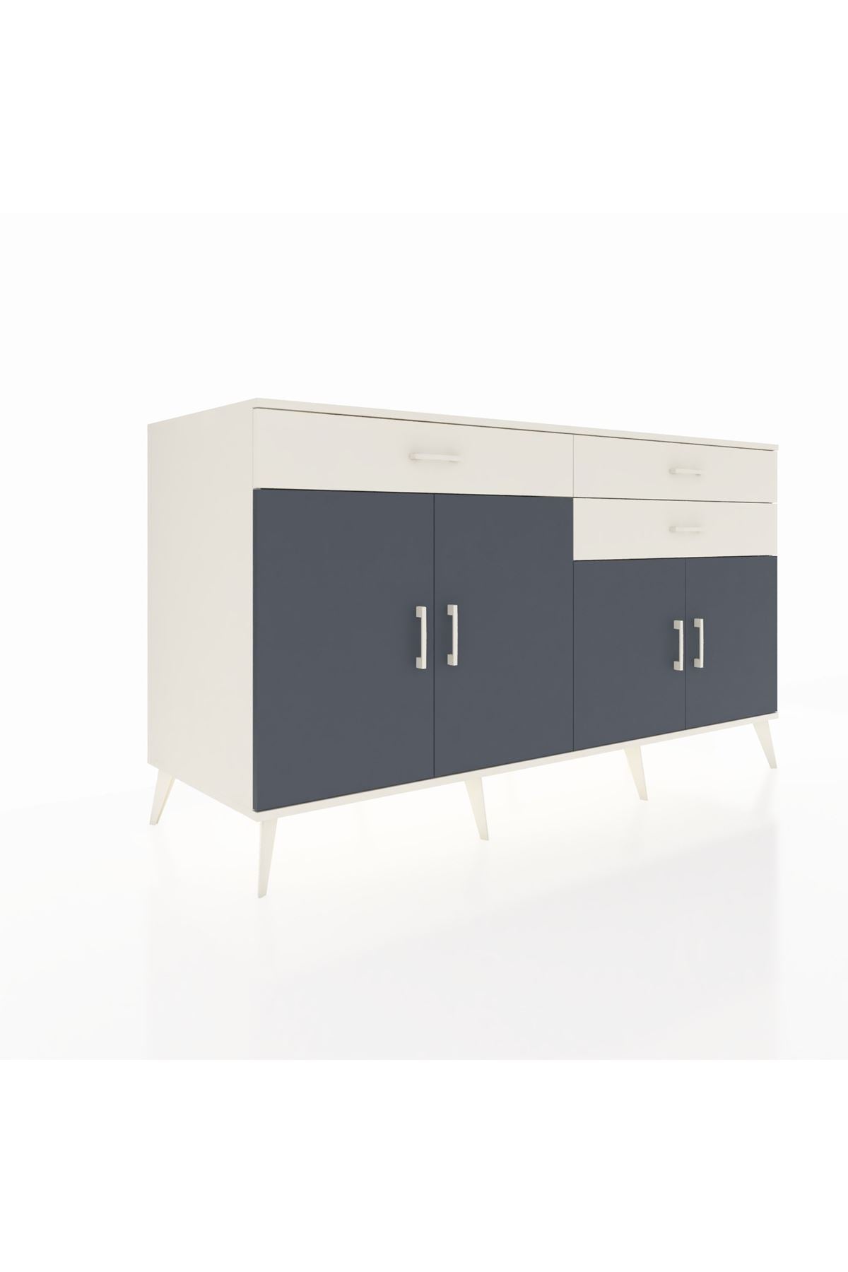 Kronos Konsol 2 Raflı 3 Çekmeceli 4 Kapaklı 176x59x99 Aytaşı-Antrasit/Aytaşı