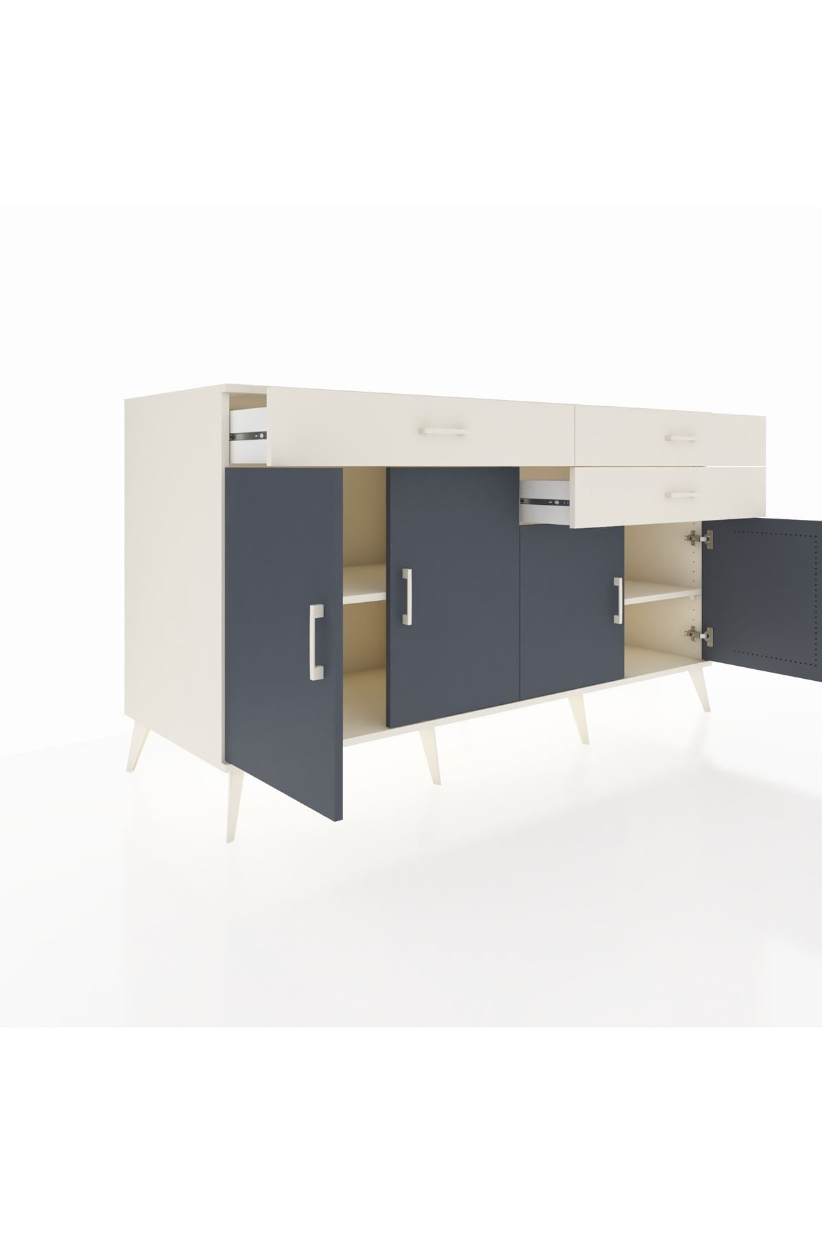 Kronos Konsol 2 Raflı 3 Çekmeceli 4 Kapaklı 176x59x99 Aytaşı-Antrasit/Aytaşı