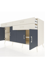 Kronos Konsol 2 Raflı 3 Çekmeceli 4 Kapaklı 176x59x99 Aytaşı-Antrasit/Aytaşı