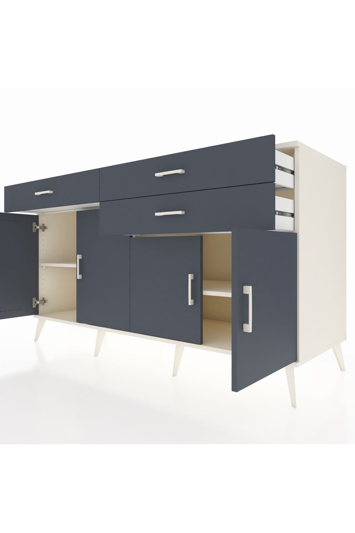 Kronos Konsol 2 Raflı 3 Çekmeceli 4 Kapaklı 176x59x99 Aytaşı-Antrasit