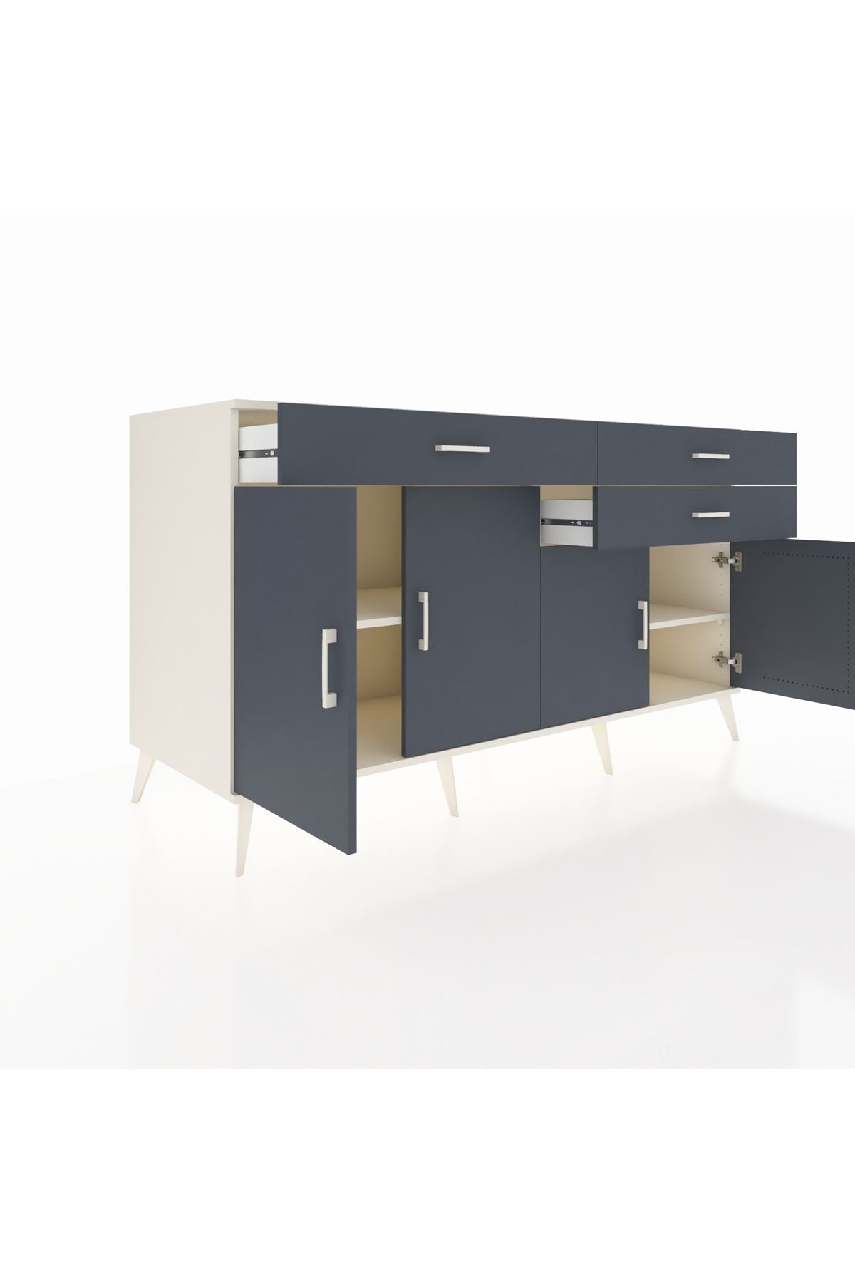 Kronos Konsol 2 Raflı 3 Çekmeceli 4 Kapaklı 176x59x99 Aytaşı-Antrasit