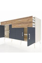 Kronos Konsol 2 Raflı 3 Çekmeceli 4 Kapaklı 176x59x99 Aytaşı-Antrasit/Çam