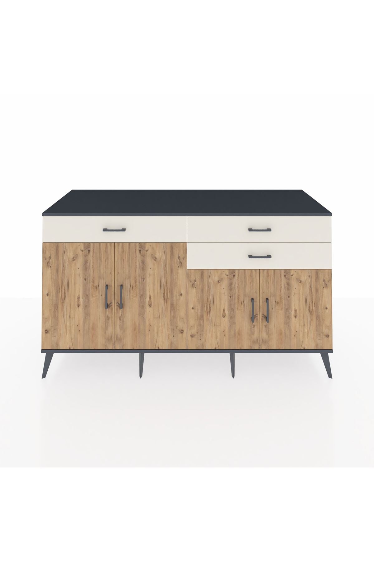 Kronos Konsol 2 Raflı 3 Çekmeceli 4 Kapaklı 176x59x99 Antrasit-Çam/Aytaşı