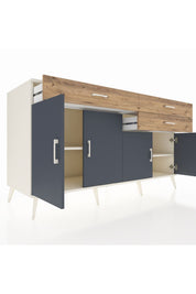 Kronos Konsol 2 Raflı 3 Çekmeceli 4 Kapaklı 176x59x99 Aytaşı-Antrasit/Çam