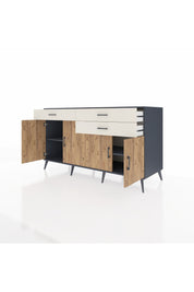 Kronos Konsol 2 Raflı 3 Çekmeceli 4 Kapaklı 176x59x99 Antrasit-Çam/Aytaşı