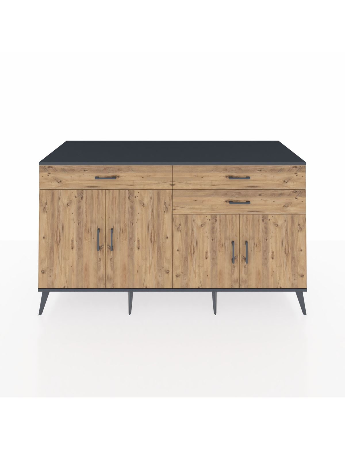 Kronos Konsol 2 Raflı 3 Çekmeceli 4 Kapaklı 176x59x99 Antrasit-Çam