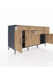 Kronos Konsol 2 Raflı 3 Çekmeceli 4 Kapaklı 176x59x99 Antrasit-Çam