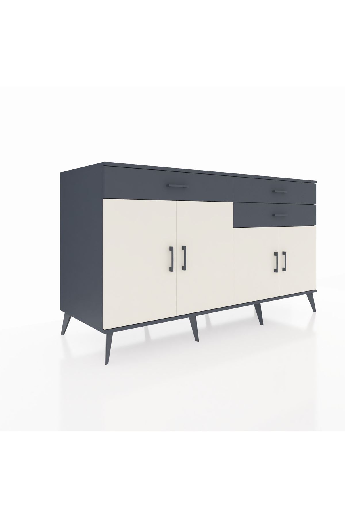 Kronos Konsol 2 Raflı 3 Çekmeceli 4 Kapaklı 176x59x99 Antrasit-Aytaşı/Antrasit