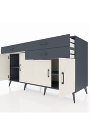 Kronos Konsol 2 Raflı 3 Çekmeceli 4 Kapaklı 176x59x99 Antrasit-Aytaşı/Antrasit