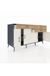 Kronos Konsol 2 Raflı 3 Çekmeceli 4 Kapaklı 176x59x99 Antrasit-Aytaşı/Çam