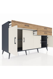 Kronos Konsol 2 Raflı 3 Çekmeceli 4 Kapaklı 176x59x99 Antrasit-Aytaşı/Çam