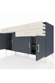 Kronos Konsol 2 Raflı 3 Çekmeceli 4 Kapaklı 176x59x99 Antrasit-Antrasit/Aytaşı