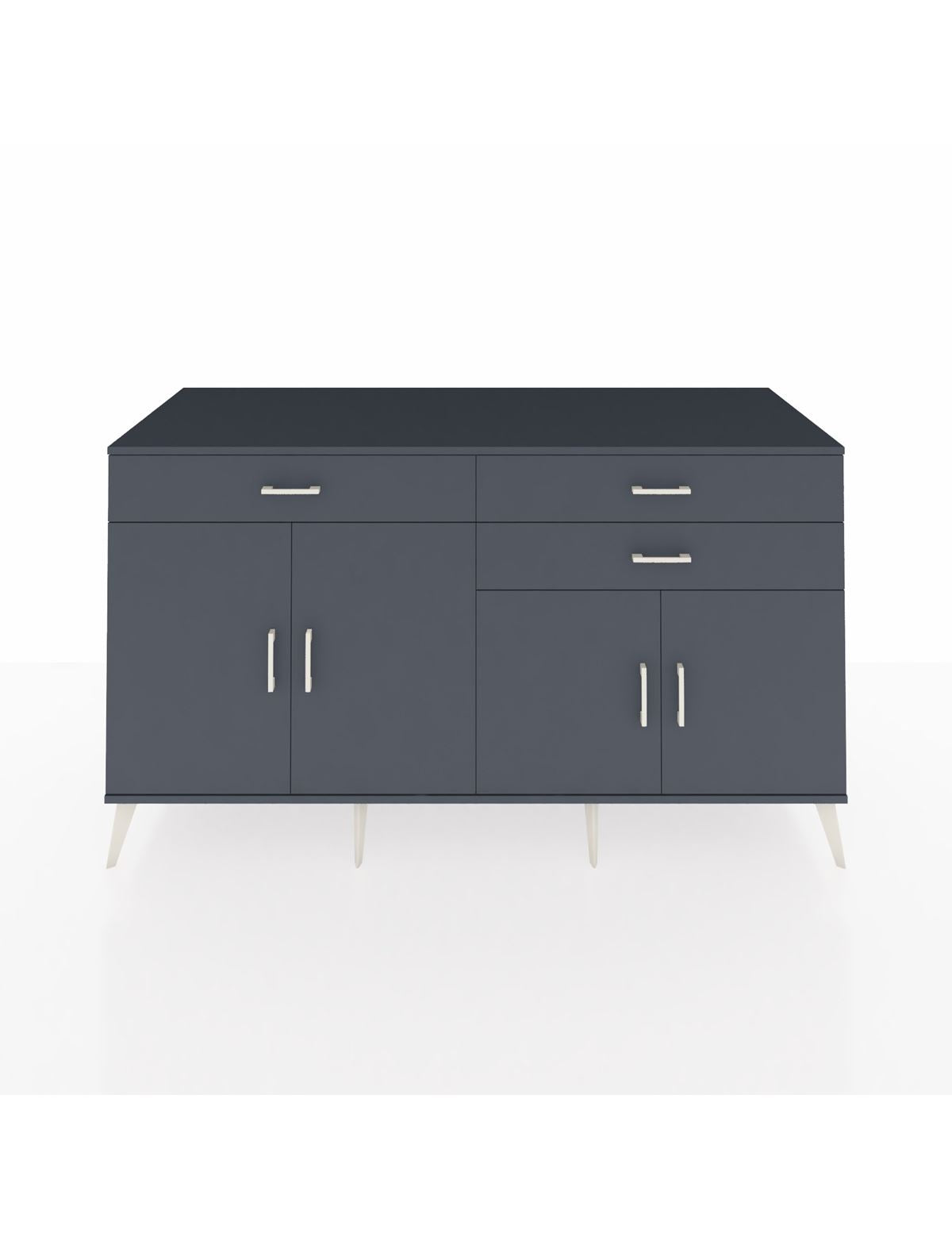 Kronos Konsol 2 Raflı 3 Çekmeceli 4 Kapaklı 176x59x99 Antrasit-Antrasit