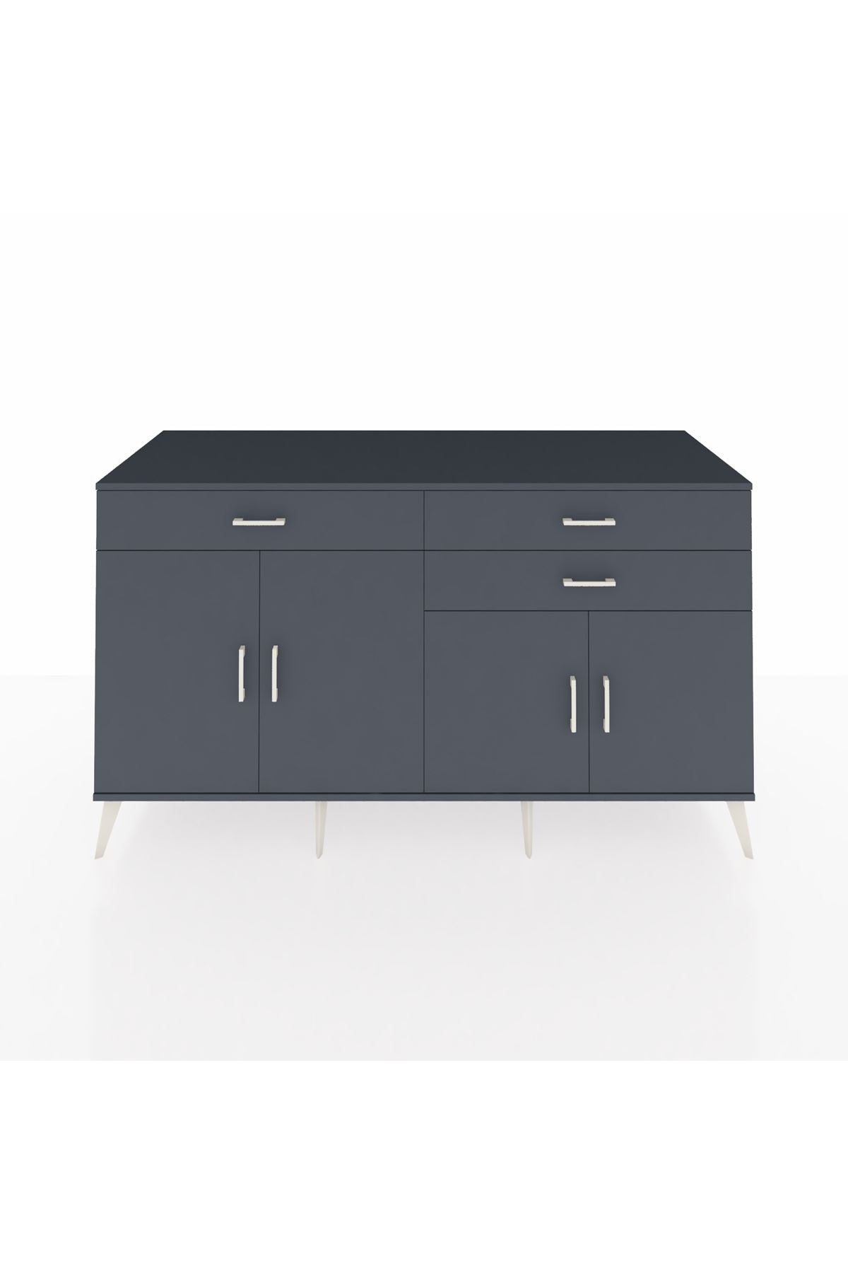 Kronos Konsol 2 Raflı 3 Çekmeceli 4 Kapaklı 176x59x99 Antrasit-Antrasit