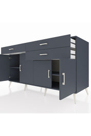 Kronos Konsol 2 Raflı 3 Çekmeceli 4 Kapaklı 176x59x99 Antrasit-Antrasit