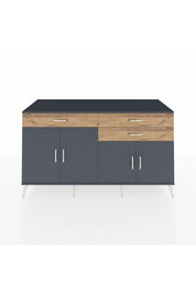 Kronos Konsol 2 Raflı 3 Çekmeceli 4 Kapaklı 176x59x99 Antrasit-Antrasit/Çam